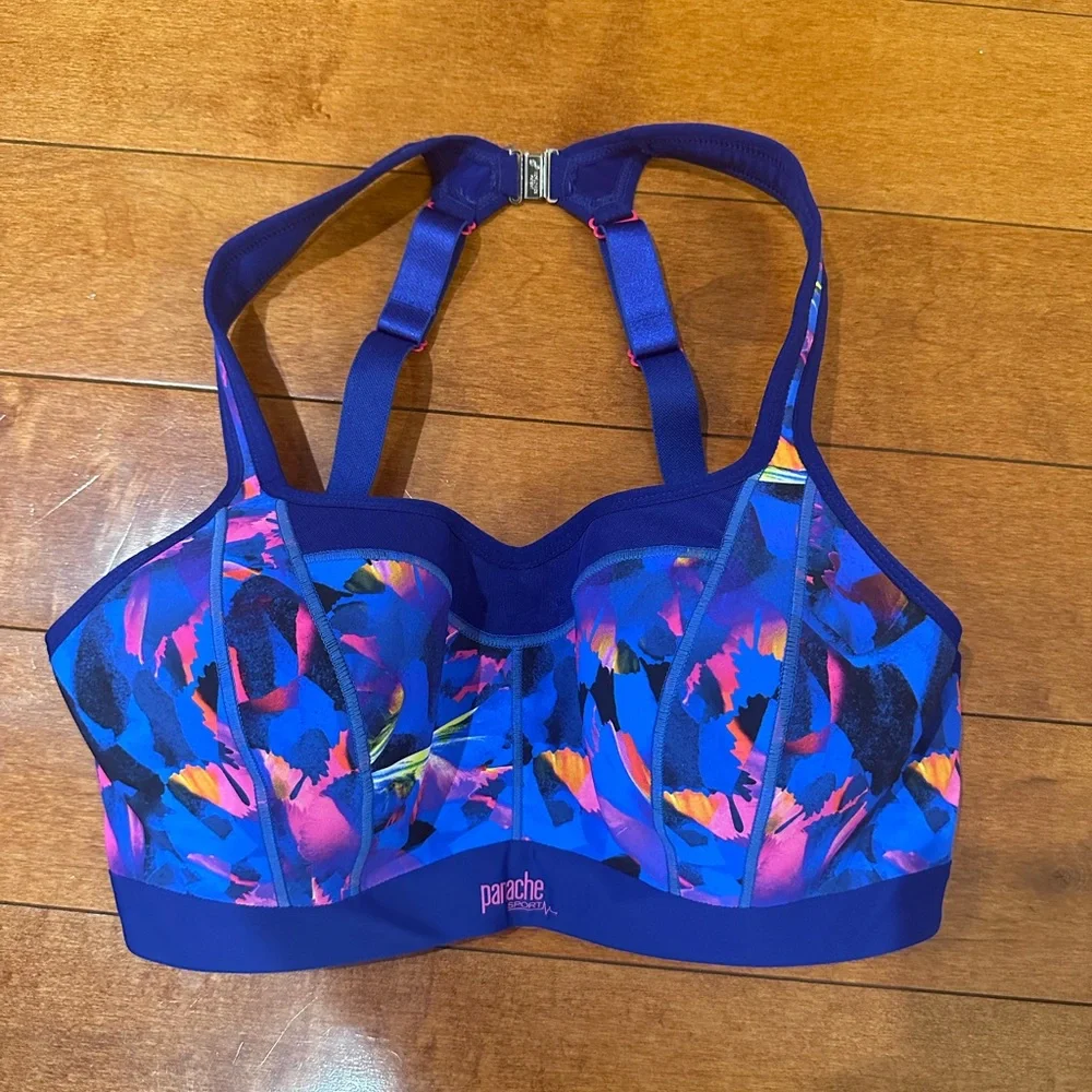 Panache Underwired Racerback High Impact Sport Bra Royal Blue Print 32E UK - Picture 5 of 9